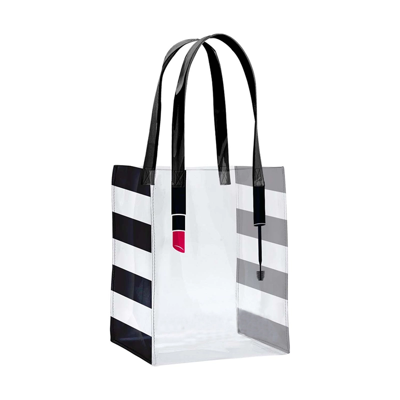 Custom Printed Logo Clear PVC Tote Bag Waterproof Transparent Shoulder Handbag