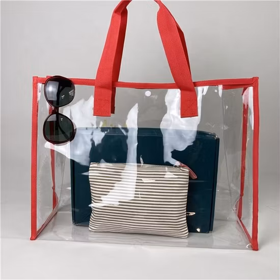 Wholesale Luminous Casual Tote Holographic Bags Transparent PVC Jelly Handbags with Chain
