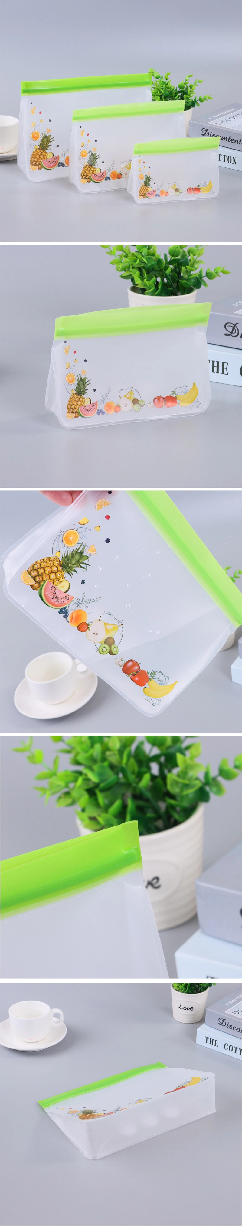 Airtight Seal Food Preservation Bag Reusable Food Storage Bag Food Grade Leakproof PEVA Ziplock Bags