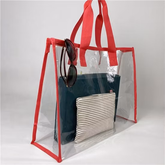 Wholesale Luminous Casual Tote Holographic Bags Transparent PVC Jelly Handbags with Chain